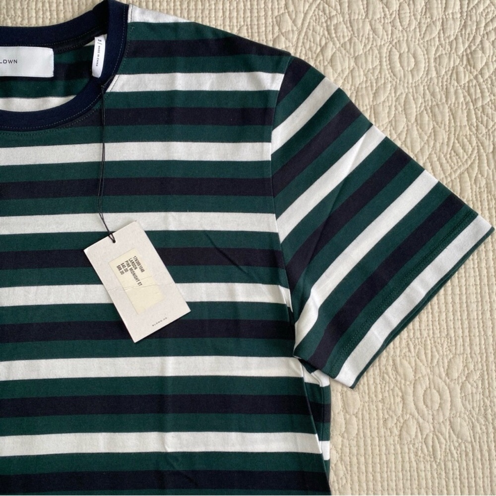 BLDWN Crew Neck Short Sleeve Green Black and White T-shirt Size Medium - Picture 3 of 7